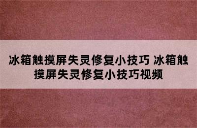 冰箱触摸屏失灵修复小技巧 冰箱触摸屏失灵修复小技巧视频